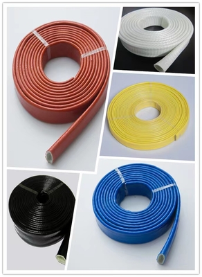 Fiberglass Sleeving Tahan Api Bahan Kimia Anti Korosif Dilapisi Dengan Karet Silikon