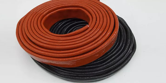 Silicone Rubber Coated Fiberglass Cable Sleeve Perlindungan Termal Lengan Api