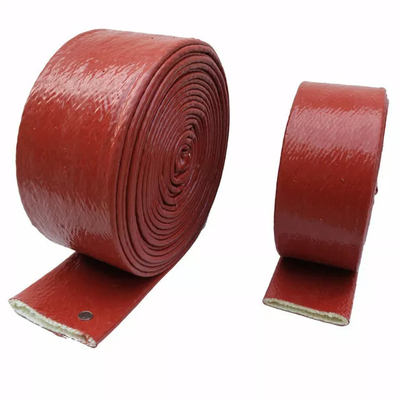 Silicone Rubber Coated Fiberglass Cable Sleeve Perlindungan Termal Lengan Api
